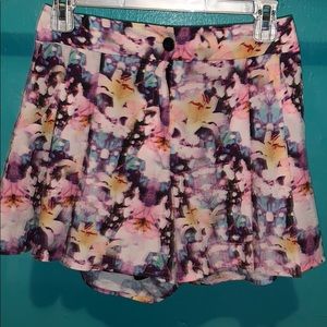 multicolor w/purple tones and lily flower shorts